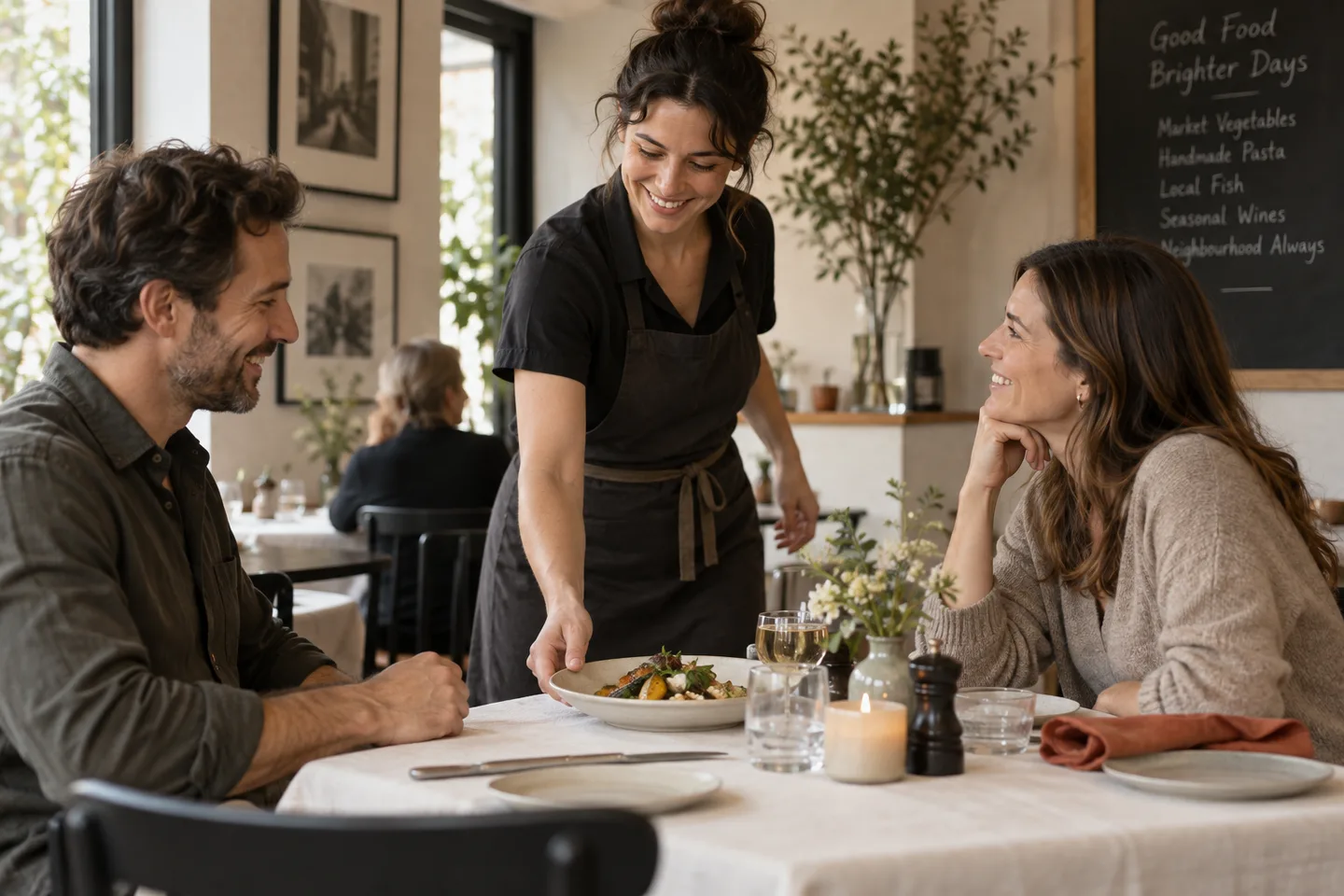 Generated studio study: a guest welcome at the table